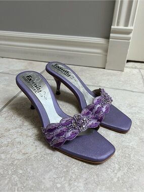 Purple Beaded Kitten Heels